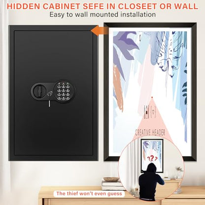 23.62'' Tall Extra Large Home Safe Box, Safe with Fireproof Waterproof Document Bag, Digital Keypad and 3 Removable Steel Shelves, Security Box for Money Medicines Jewelry Valuables - size: 5.0 Cubic Feet
