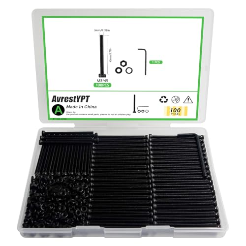 100 Pcs M3 x 45mm Socket Head Screws, Grade 12.9 Alloy Steel Fully Threaded Machine Screws, Metric Bolts Assortment Kit for Furniture Assembly - size: M3x45mm-100pcs