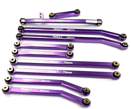 SCX24 Links Upgrades High Clearance RC Crawler Car Steering Rod Tie for SCX24 Gladiator 1/24 RC Crawler Car Axial AXI00005 10PCS (Purple)