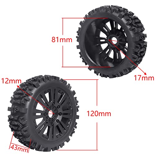 Pre-Glued RC Buggy Tires & Wheels Rims Set with Foam Inserts for 1/8 Arrma Typhon 6S 3S Blx Losi 8ight Tekno Kyosho Hobao Off-Road Car(4Pcs)