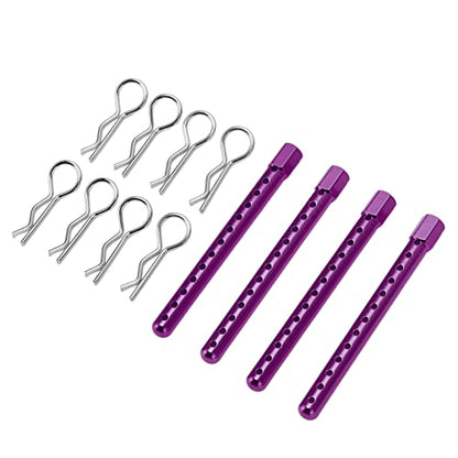 RC Body Post, High Strength Aluminum Alloy RC Car Shell Column with Multiple Height Adjustment, for HSP 1/10 94102 94122 94103 94123 Cars (Purple) - color: Purple