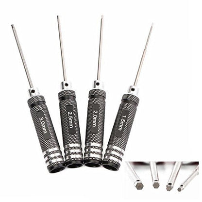 Hex Screwdriver Screw Driver Tool Kit Set for RC Car Helicopter Black(1.5mm 2.0mm 2.5mm 3.0mm) - color: Black
