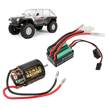 Alomejor Brushed Motor ESC Combo, High Torque 80T 540 Size Motor Green Electronic Speed Controller for RC Hobbyists Off Road Crawling