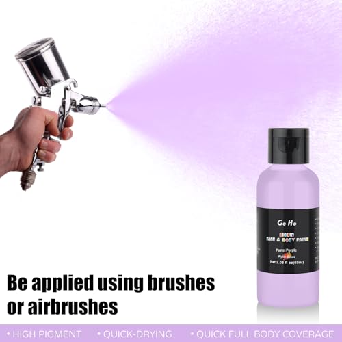Go Ho Pastel Purple Face Body Paint(2.1 oz),Pastel Purple Makeup Water Based Face Paint and Body Paint for Airbrush Makeup Special FX, Cosplay, and Halloween Make up - color: Pastel Purple