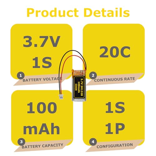 3.7V 100mAh 501328 20C Mini RC Car Battery Compatible with 1/28 Mini Quadcopter Speed Toy Racing Car,1:28 Scale Remote Control Drift Car