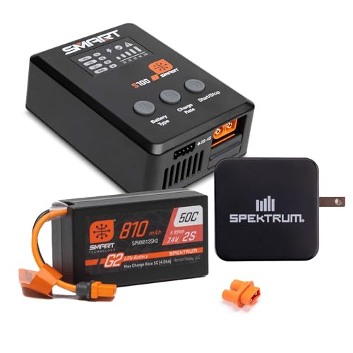 Spektrum Accessories Smart G2 Powerstage Bundle: 810mAh 2S 50C LiPo Battery (IC2), S100 Charger, 65W Power Block, Adapter, SPMXPSS210