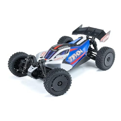 ARRMA Typhon GROM 4x4 RC Buggy, RTR, Blue/Silver | Smart Small Scale, Battery & Charger Included, ARA2106T1 - color: Blue/Silver