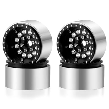 RCLIONS 4PCS Aluminum 1.9" Beadlock Wheels Deep Dish Rims | Upgrades for Axial SCX10 I II III TRX4 GEN7 GEN8 1/10 RC Crawler Truck Car - color: Black