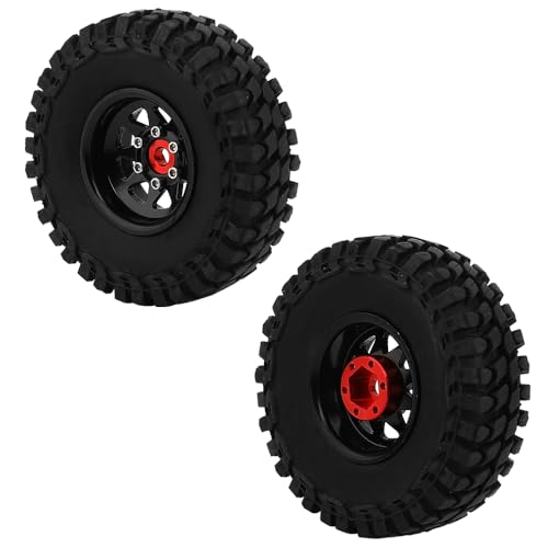 1.0 Beadlock Wheel Soft Tires Set -3.78mm Offset Wheel Rims for 1/18 1/24 RC Crawler Car Axial AX24 SCX24 FMS FCX24 TRX4M (Black) - color: Black