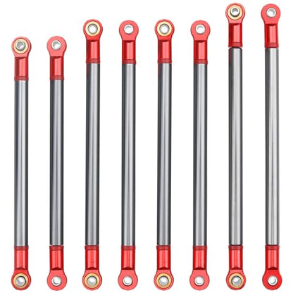 8Pcs Vgoohobby Alloy Upper & Lower Rod Link Chassis Linkage Compatible with Axial SCX10 90046 90047 313mm Wheelbase