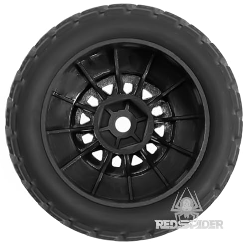 REDSPIDER • RC Short Course Truck Tires and Wheels(4PCS) Hex 12mm Rubber Vacuum Tyres OD 2.56" for Traxxas Tamiya Kyosho HPI for 1/14 1/16 1/18 RC Off On Road ARRMA Mojave GROM Rally Car (Black)