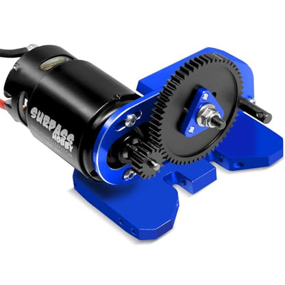 OGRC 2.Low Transmission 30% Overdrive Complete Gearbox for SCX10 Upgrades | Aluminum Housing, Steel Gear, with Skid Plate and 15T Pinion Gear, for Axial SCX10 RC Crawler Car, Blue - color: Blue
