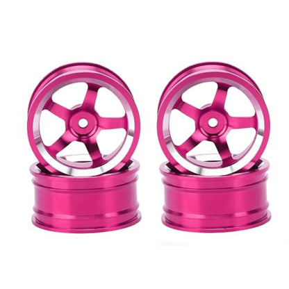 HERCHR RC Wheel Hub, 4Pcs Aluminum Alloy Wheel Rim Hub Accessory Parts for HSP94123 1/10 RC Drift Crawler Car - color: Pink