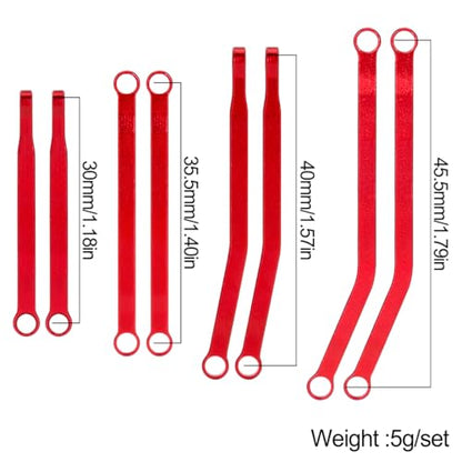 Aluminum Skid Link Rods for Axial SCX30 Jeep Wrangler and Ford Bronco 1/30 RC Car Upgrade Parts, 8 Piece Set (Red) - color: Red