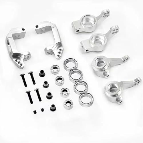 Aluminum RC Steering Knuckle Hub Upgrade Parts Kits 102210 102010 102011 102212 102012 Part Compatible with HSP Redcat Racing Lightning Volcano EPX Monster 1/10 RC Model Car Truck (Silver) - color: Silver