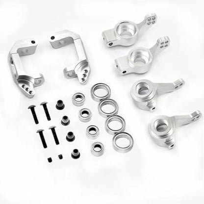 Aluminum RC Steering Knuckle Hub Upgrade Parts Kits 102210 102010 102011 102212 102012 Part Compatible with HSP Redcat Racing Lightning Volcano EPX Monster 1/10 RC Model Car Truck (Silver) - color: Silver