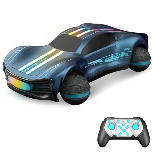 1:16 Scale RC Drift Car, 4WD Drift Stunt Car Round Wheel Concept Vehicle with All Terrain Tires, LED Lights, Christmas Birthday Gifts for Teen Adults - color: Blue, size: 1 Battery