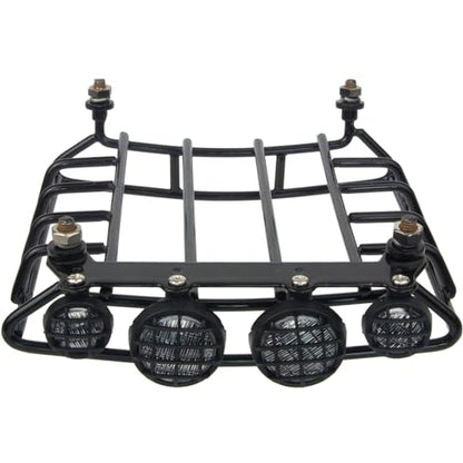 RC Car Metal Roof Luggage Rack with LED Lights for Tamiya Sand Scorcher Monster Beetle 1/10 Crawler Car Upgrade Parts