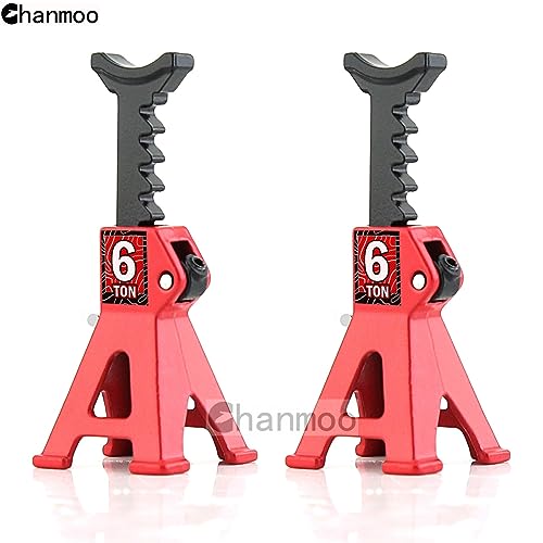 1/24 RC Toy Jack Stands 1/18 Simulation 6 Ton Metal Adjustable Mini Jacks Stand for 1:18 1:24 Scale Crawler Car Axial SCX24 Kyosho Tamiya HSP FCX24 TRX4M SCX24 AX24 Ford Bronco (Red, 4 PCS) - color: Red