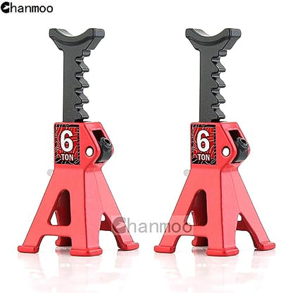 1/24 RC Toy Jack Stands 1/18 Simulation 6 Ton Metal Adjustable Mini Jacks Stand for 1:18 1:24 Scale Crawler Car Axial SCX24 Kyosho Tamiya HSP FCX24 TRX4M SCX24 AX24 Ford Bronco (Red, 4 PCS) - color: Red