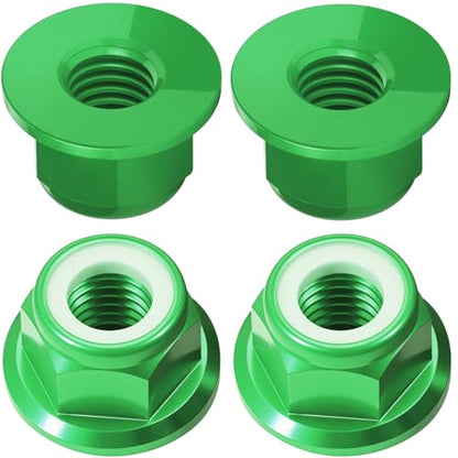 4Pcs M4 Flange Nuts Aluminum, M4-0.7mm Hex Flange Nylon Insert Lock Nuts for 1/10 Scale RC Car Traxxas Slash 4x4 2WD Stampede VXL Rustler VXL HPI Redcat Axial Racing Truck Buggy Crawler Wheels - color: Green, size: 4Pcs