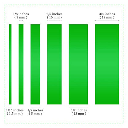 6 Rolls Fine Line Tape 1/16, 1/8, 1/5, 2/5, 1/2, 3/4 Inch x 55 Yard Fineline Masking Tape Painter Adhesive Automotive for DIY Car Auto Paint (Green, Mixed Sizes) - color: Green, size: Mixed Sizes