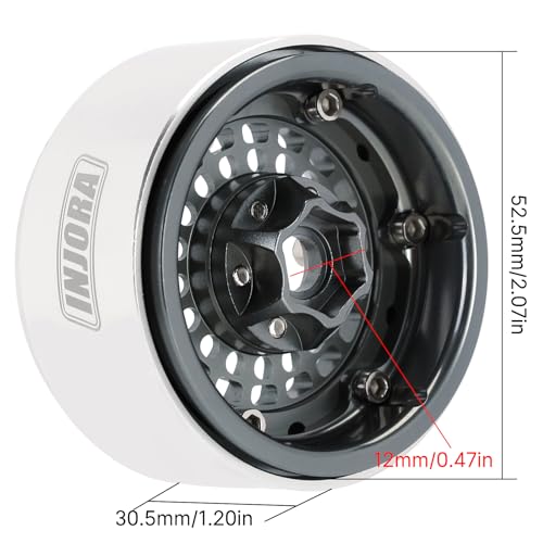 INJORA Turbine 1.9" Aluminum Wheel Offset -10mm for 1/10 RC Crawler (Grey) - color: Grey