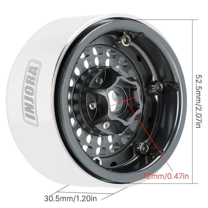 INJORA Turbine 1.9" Aluminum Wheel Offset -10mm for 1/10 RC Crawler (Grey) - color: Grey