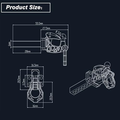 Metal RC Crawler Trailer Hook Tow Hitch, Trailer Hitch Receiver for 1/10 RC Crawler Traxxas TRX4 Axial SCX10 Rear Bumper Parts (Red) - color: Red