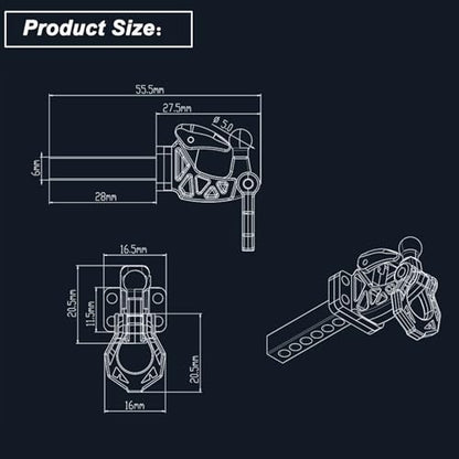 Metal RC Crawler Trailer Hook Tow Hitch, Trailer Hitch Receiver for 1/10 RC Crawler Traxxas TRX4 Axial SCX10 Rear Bumper Parts (Yellow) - color: Yellow