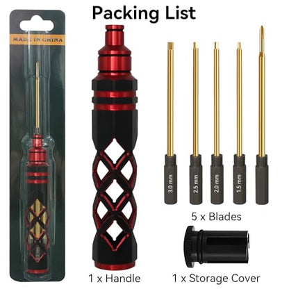 RC Hex Driver Set - 5 in 1 Hex Screwdriver Set 1.5mm 2.0mm 2.5mm 3.0mm Phillips Screwdrivers Allen Repair Tools for Traxxas SCX24 TRX4 Arrma Helicopter RC Car Tool Kit Red - color: Red