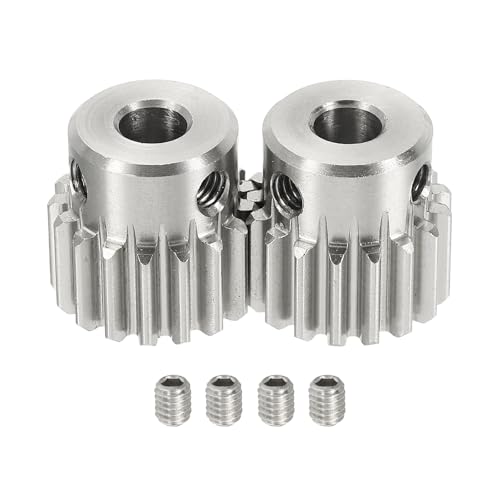 uxcell 2Pcs 1 Mod 17T Spur Gear 6mm Bore, 304 Stainless Steel Pinion Gear, 20°Pressure Angle, for Spur Rack and RC Model Car or Motor DIY(15mm) - size: 1 Mod 17T, 6mm x 15mm