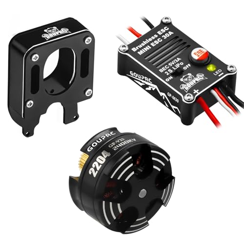GOUPRC 2204 2400KV Brushless Outrunner Motor with Mount & 30A Brushless ESC Combo Kit for SCX24 Axial 1/24 Remote Control Crawler Truck Car - style: Motor+30A ESC+Mount Black