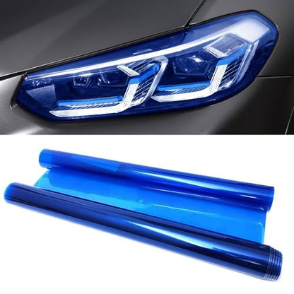 Tint Film for Taillight Headlight Fog Light, 12×48 Inches Vinyl Self-Adhesive Car Tail Light Tape, Brake Light Headlight Cover Protection Film Color Shiny Chameleon Sticker (Dark Blue) - color: Blue