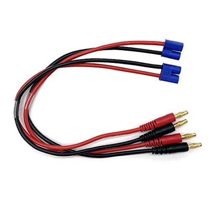 FLY RC 2Pack EC3 Connector Male to 4mm Banana Bullet Plug 14AWG Silicone Battery RC Balance Charge Cable Lead Adapter - style: 2 Pcs EC3 charge cable
