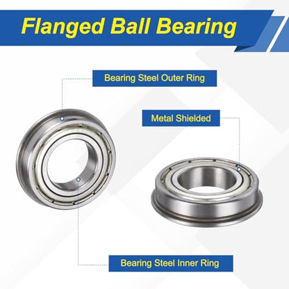 uxcell 5Pcs F6904ZZ Flanged Ball Bearings, 20 x 37 x 9mm Double Shielded Chrome Steel Deep Groove Bearing, ABEC5 - size: F6904ZZ 20 x 37 x 9mm