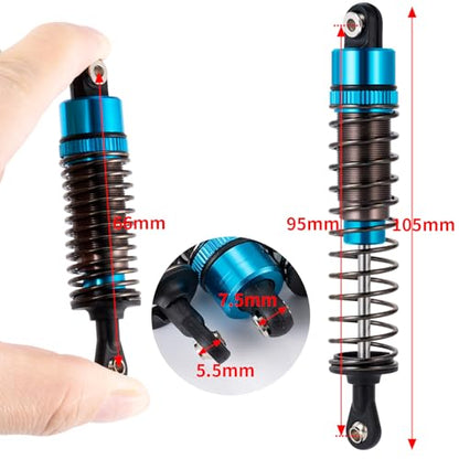 4PCS 1/10 70MM 95MM RC Oil filled Shock Absorbers Kit Front & Rear Shock Absorber Damper Assembled Set Compatible with Tamiya TT-02B DT-02 DT-03 DF-02 1/10 Buggy Car Upgrades Parts (Blue) - color: Blue