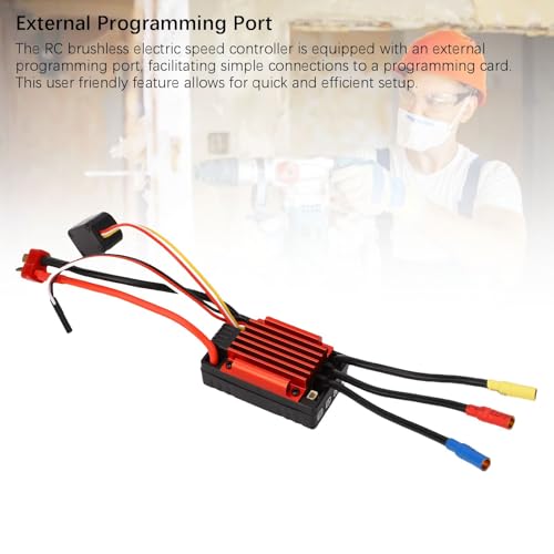 Eujgoov Sensorless Brushless ESC for 1/18 RC Car, Electronic Speed Controller with Fan Heatsink, Motor Driver for Short Course Truck Buggy Truck, Includes Video, CE FCC RoHS