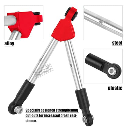 7075 Aluminum C Hub Front Tie Rods with Stabilizer Upgrade Parts for 1/10 Slash 4X4 4WD LCG.Red - color: Red(for 1/10)