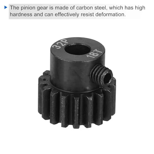 MECCANIXITY RC 32P Hardened Pinion Gear 5mm Shaft, 18T Motor Gears Carbon Steel for 1/10 RC Model Car Boat Drone - style: 18T