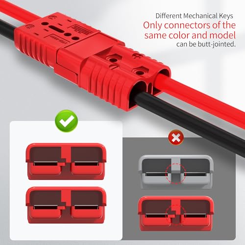 RVBOATPAT 175A Battery Quick Connect/Disconnect, 1/0 AWG Wire Harness Plug Connector 12V Battery Cable Connector for Trailer Towing Winch Quick Connect Systems - 6 PCS - color: Red 175A 6PCS