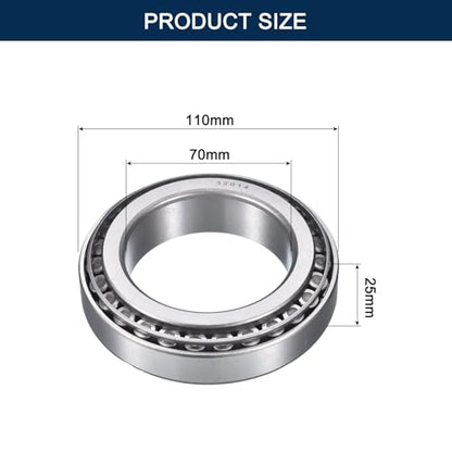 2 Pack 32014 Tapered Roller Bearing Cone and Cup Set | 70mm Bore 110mm OD 25mm Cup Width, Chrome Steel Taper Bearings Set, ABEC-3 - size: 32014
