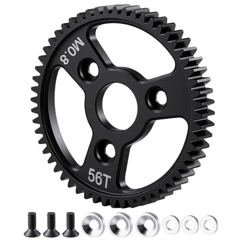 Carbon Steel 56T Spur Main Gear 32P 0.8M for 1/10 Tra-xxas Slash | Platinum Rustler Stampede 4x4 VXL 2WD Jato Rally E-REVO Summit T-Maxx - size: 56T