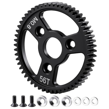 Carbon Steel 56T Spur Main Gear 32P 0.8M for 1/10 Tra-xxas Slash | Platinum Rustler Stampede 4x4 VXL 2WD Jato Rally E-REVO Summit T-Maxx - size: 56T