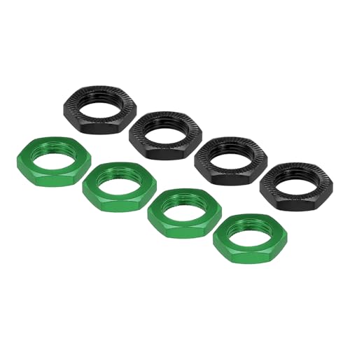 MECCANIXITY Aluminum 17mm RC Wheel Nut Thread M12x1.0mm Hex Wheel Nuts RC Wheel Nut for 1/8 RC Model Car Trucks Off Road Car Upgraded Parts Pack of 8(Green & Black) - color: Green & Black
