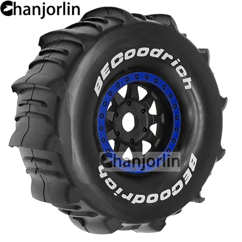 1/7 1/8 RC Off Road Truck Wheels 17mm Hex And Tires OD 5.5" Short Course Snow Sand Tyres For 1:7 1:8 Scale Buggy Truck Car TRAXXAS UDR FS Atom ARRMA Mojave 6S EXB YK4072 DF7 TB7 4PCS (Blue)