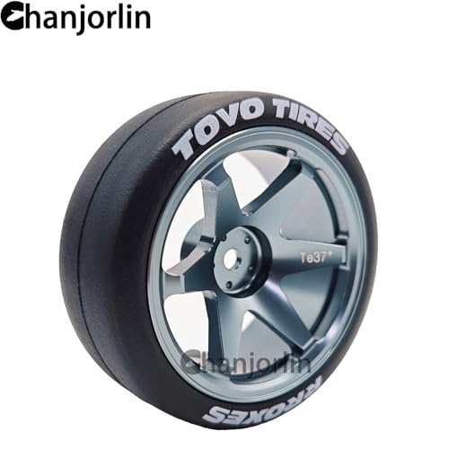 RC 1/10 Drift Tires & Aluminum Wheels 12mm Hex OD 65mm Hard Drift Racing Smooth Tyres for 1:10 1/12 Rally Street On Road Touring Car TT01 TT02 XV02 XV01 TA06 HPI KYOSHO PTG2 4PCS (Titanium) - color: Titanium