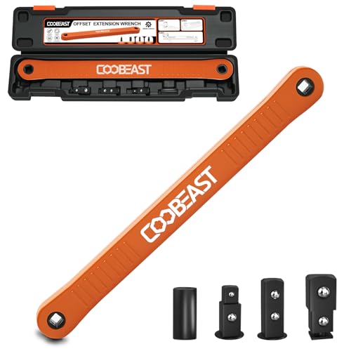 3/8" Offset Extension Wrench Impact Ready Socket Wrench Extender Tool | Versatile 1/4",3/8", 1/2" Square Drive Adapters,Universal Extensions Wrench,0° Swing Extender,for Small Place - color: Orange