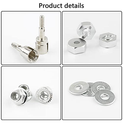 12mm Wheel Hex Drive Hub Adaptor Set, Silver | 4 Sets - color: Silver