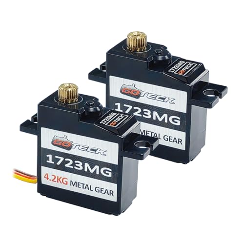 GOTECK 2PCS 17g Full Metal Gear Digital Servo, with 25T Servo Horn for 1/18 1/16 1/14 RC Car Model Boat Fixed-Wing Helicopter Airplane Robot Toy - color: Gs1723mb